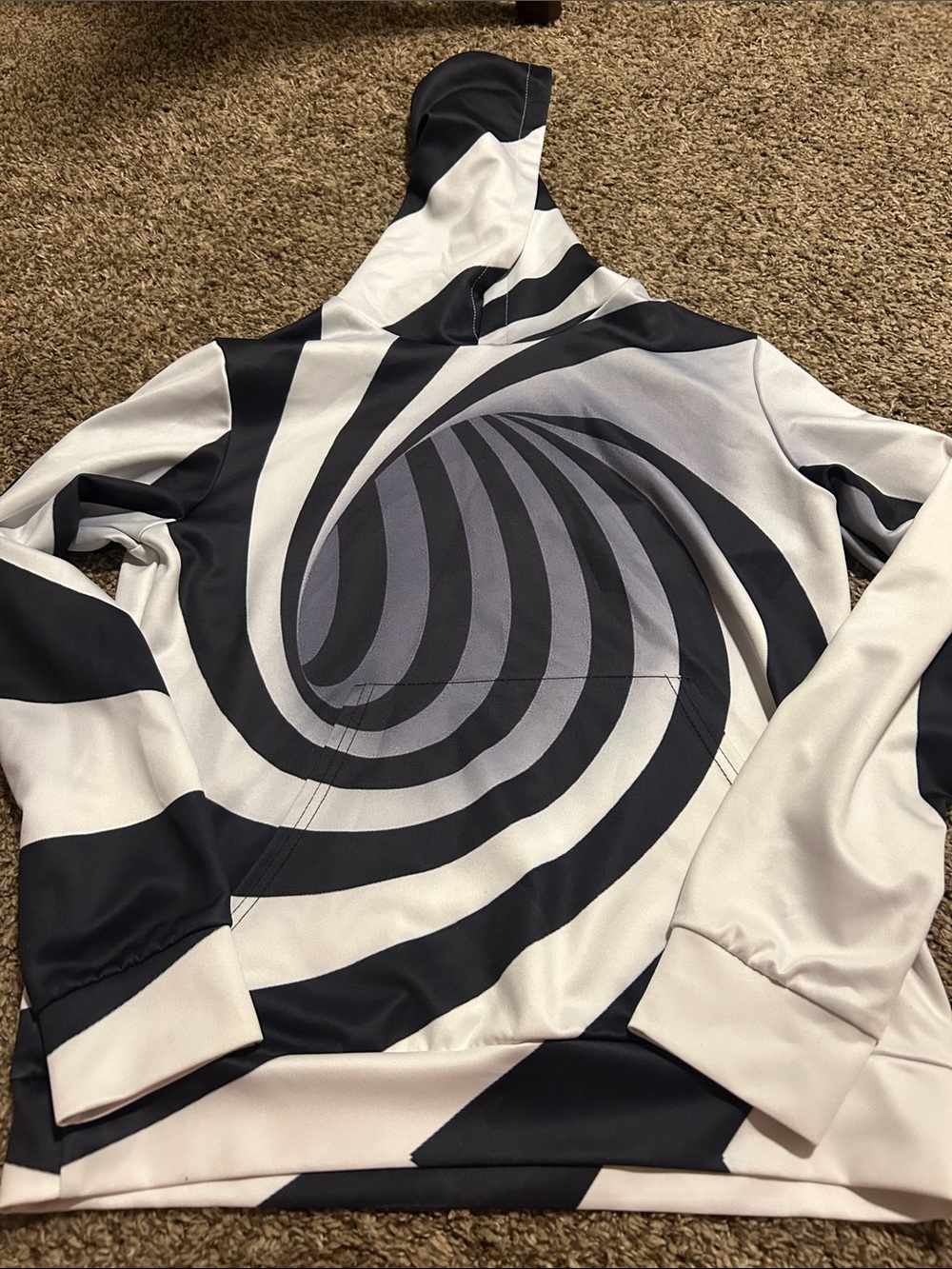 Kids Black & White Spiral Hoodie Sweatshirt